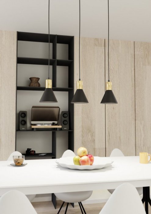 EMIBIG LAMPA WISZĄCA CZARNO ZŁOTA NAD STÓŁ ROSA 3 BL oprawa oświetleniowa