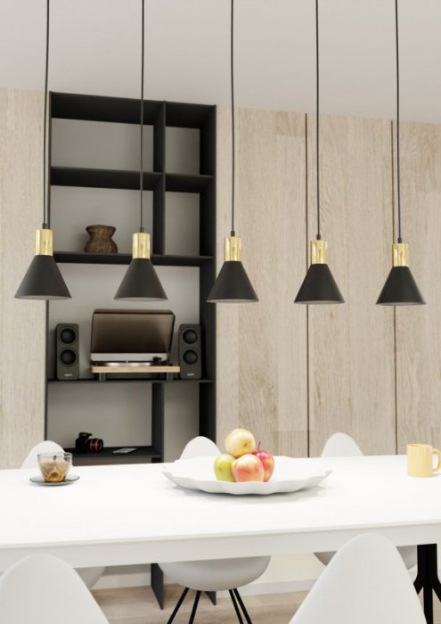 EMIBIG LAMPA WISZĄCA CZARNO ZŁOTA NAD STÓŁ ROSA 5 BL oprawa oświetleniowa