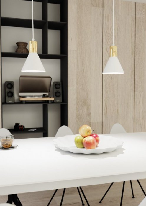 EMIBIG LAMPA WISZĄCA BIAŁO ZŁOTA NAD STÓŁ ROSA 1 WH oprawa oświetleniowa