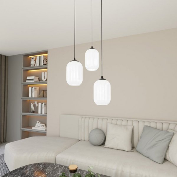 LAMPA WISZĄCA SZKLANA NOWOCZESNA EMIBIG VERDI 3 BL PREM OPAL oprawa oświetleniowa