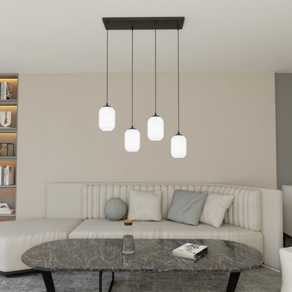 LAMPA WISZĄCA SZKLANA NOWOCZESNA EMIBIG VERDI 4 BL OPAL oprawa oświetleniowa