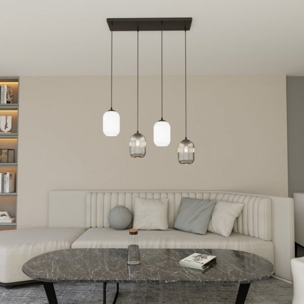 LAMPA WISZĄCA SZKLANA NOWOCZESNA EMIBIG VERDI 4 BL MIX oprawa oświetleniowa