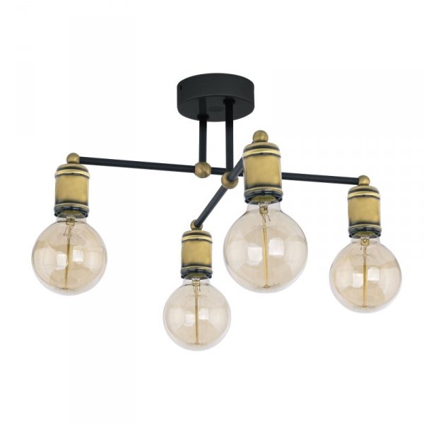 TK LIGHTING RETRO LAMPA SUFITOWA 4 PŁ CZARNA / PATYNA