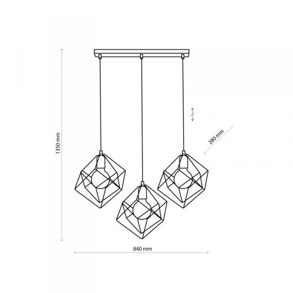 TK LIGHTING ALAMBRE 2699 LAMPA WISZĄCA CZARNO ZŁOTA NA LISTWIE DRUCIANA METALOWA