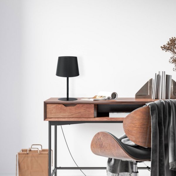 TK LIGHTING MAJA BLACK 2936 LAMPKA NOCNA CZARNA Z CZARNYM ABAŻUREM