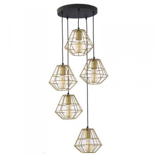 TK LIGHTING DIAMOND 3216 MM ZŁOTY PROSZEK  LAMPA WISZĄCA 5 PŁ KOŁO
