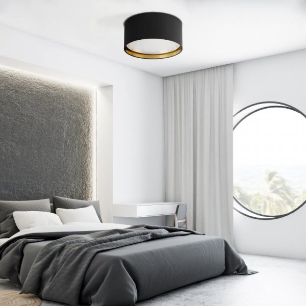 TK LIGHTING BILBAO BLACK/GOLD 3376 LAMPA SUFITOWA PLAFON CZARNO ZŁOTY ABAŻUR 45CM DO SYPIALNI SALONU