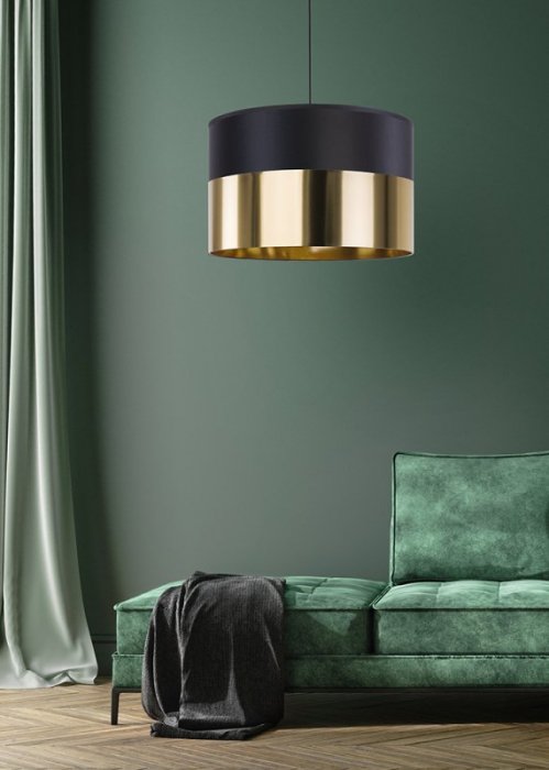 TK LIGHTING LONDYN GOLD 3473 LAMPA WISZĄCA CZARNO ZŁOTA ABAŻUR