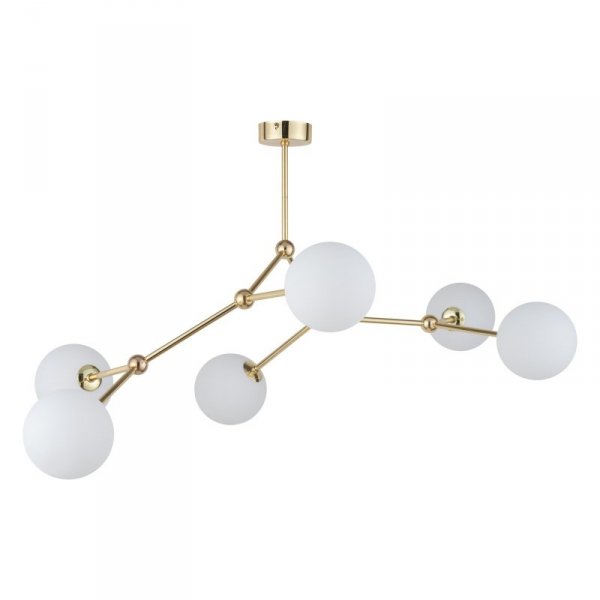 TK LIGHTING FAIRY GOLD LAMPA SUFITOWA ZŁOTA SZKLANE KLOSZE KULE BIAŁE