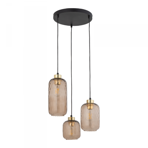 TK LIGHTING 4576 PESCARA LAMPA WISZĄCA NA KOLE CZARNO ZŁOTA BURSZTYNOWA