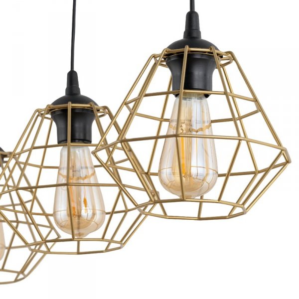 TK LIGHTING DIAMOND NEW BLACK/GOLD LAMPA WISZĄCA 3 PL LISTWA