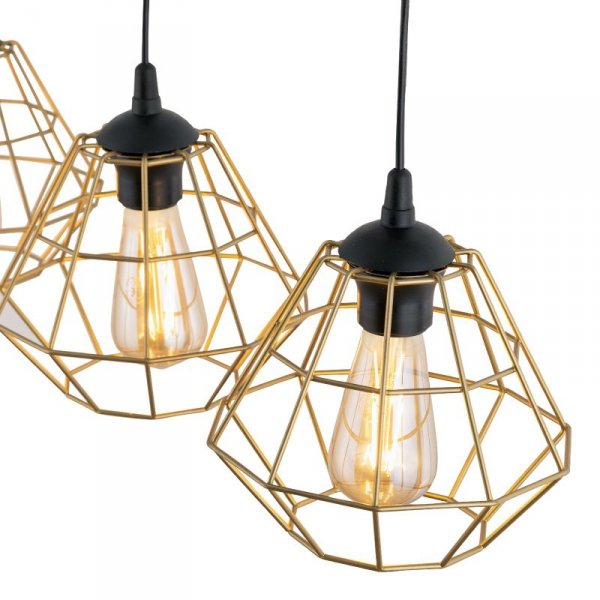 TK LIGHTING DIAMOND NEW BLACK/GOLD LAMPA WISZĄCA 3 PL LISTWA