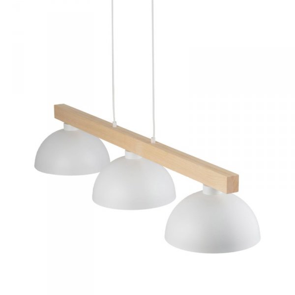 TK LIGHTING OSLO WHITE4712 LAMPA WISZĄCA BIAŁA Z DREWNEM NAD STÓŁ W STYLU SKANDYNAWSKIM