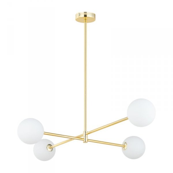 TK LIGHTING SARIUS GOLD 4737 LAMPA SUFITOWA WISZĄCA ZŁOTA SZKLANE KULE MLECZNE BIAŁE