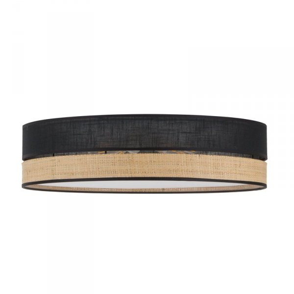 TK LIGHTING 4763 PAGLIA NEW BLACK LAMPA SUFITOWA PLAFON 45CM CZARNY NATURAL RATTAN