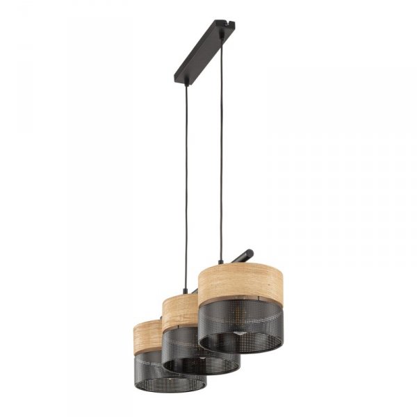 TK LIGHTING NICOL 4801 LAMPA WISZĄCA NA LISTWIE CZARNA Z IMITACJĄ DREWNA