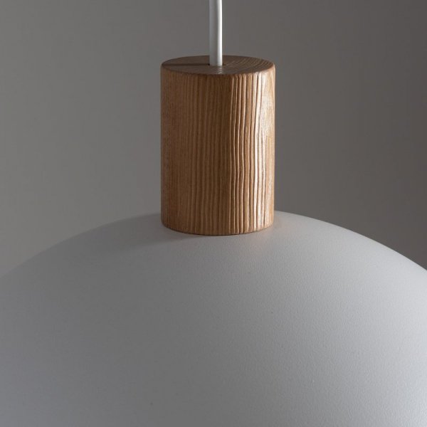 TK LIGHTING OSLO WHITE 4851 LAMPA WISZĄCA METALOWA BIAŁA Z DREWNEM W STYLU SKANDYNAWSKIM