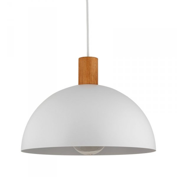 TK LIGHTING OSLO WHITE 4851 LAMPA WISZĄCA METALOWA BIAŁA Z DREWNEM W STYLU SKANDYNAWSKIM