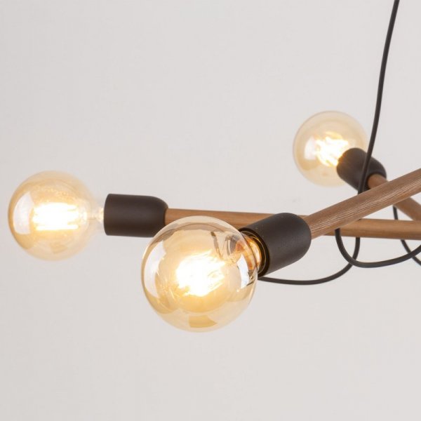 TK LIGHTING HELIX WOOD ORZECH LAMPA WISZĄCA 6 PŁ