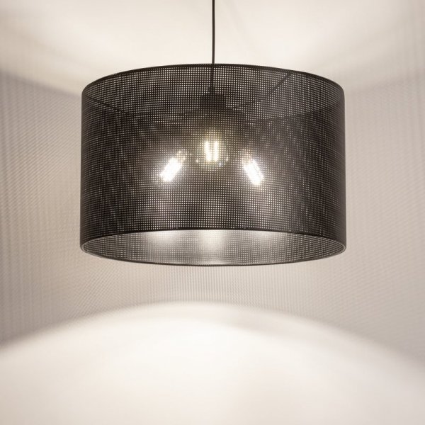 TK LIGHTING MORENO 4990 LAMPA WISZACA CZARNA DUŻY ABAŻUR 50CM