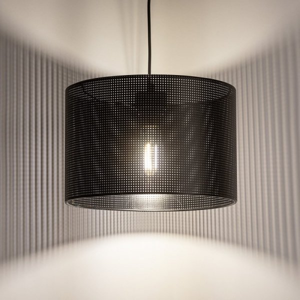 TK LIGHTING MORENO 4991 LAMPA WISZACA CZARNA Z ABAŻUREM 30CM