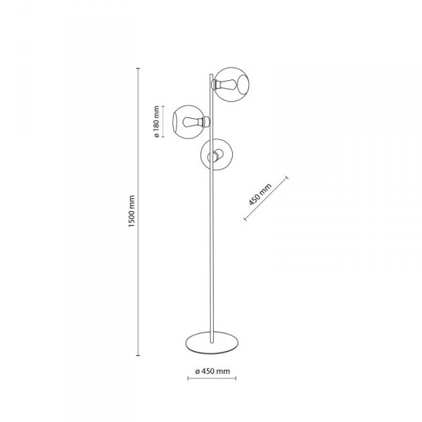 TK LIGHTING CUBUS GRAPHITE 5239 LAMPA PODŁOGOWA CZARNA GRAFITOWE KLOSZE SZKLANE KULE