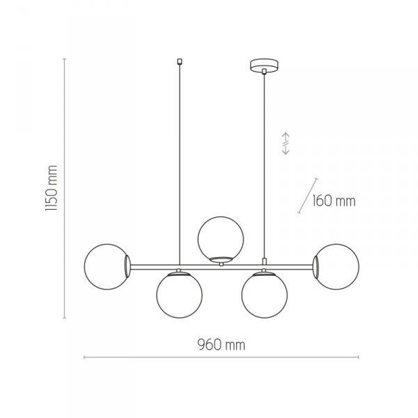 TK LIGHTING CELESTE 6219 LAMPA WISZĄCA CZARNA KLOSZE KULE BIAŁE