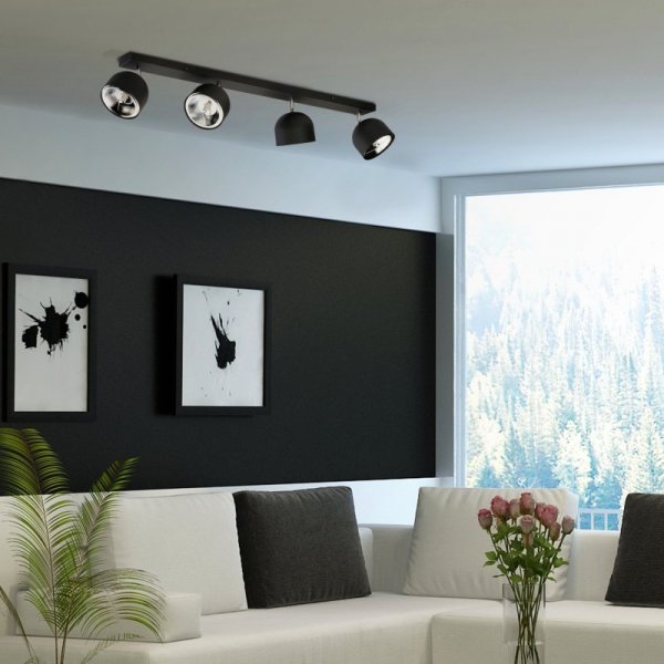TK LIGHTING ALTEA BLACK LAMPA SUFITOWA 4 PŁ + ŻARÓWKI