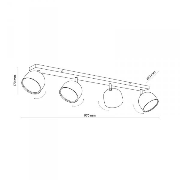 TK LIGHTING ALTEA BLACK LAMPA SUFITOWA 4 PŁ + ŻARÓWKI