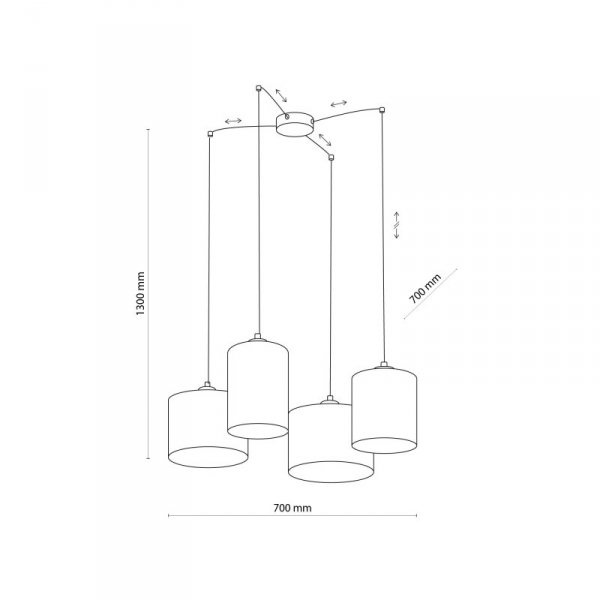 TK LIGHTING JUTA 6585 LAMPA WISZĄCA CZARNA Z ABAŻURAMI NATURALNA EKO JUTA