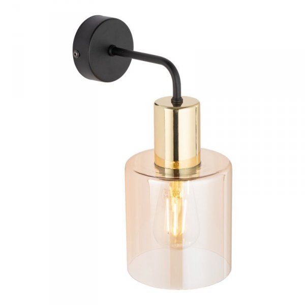 TK LIGHTING SIERRA GOLD 6664 KINKIET CZARNO ZŁOTY KLOSZ BURSZTYNOWY