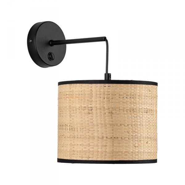 TK LIGHTING LIBERIA 6687 KINKIET CZARNY Z ABAŻUREM ZŁOMKOWYM Z MATERIAŁU RAFIA NATURALNY EKO