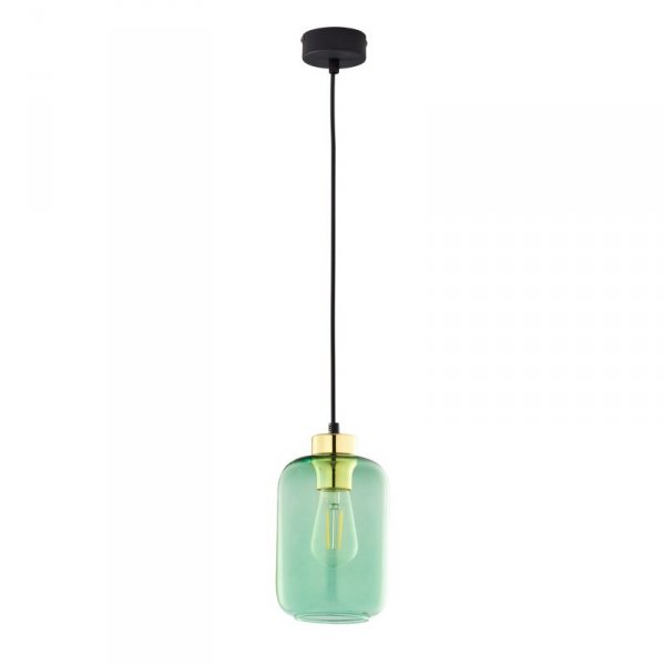TK LIGHTING MARCO GREEN 6696 LAMPA WISZĄCA CZARNO ZŁOTA Z ZIELONYM KLOSZEM