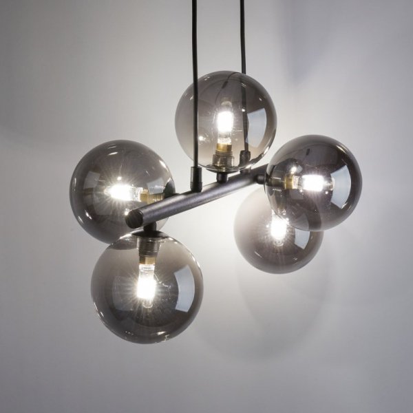 TK LIGHTING ESTERA BLACK 6707 LAMPA WISZĄCA CZARNA SZKLANE KLOSZE KULE GRAFITOWE