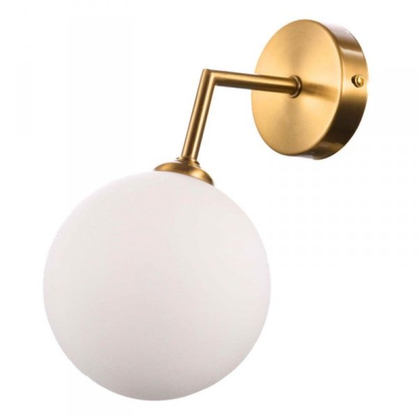 KINKIET ZŁOTY SZKLANA KULA BIAŁA MLECZNA DO SALONU POKOJU ŁAZIENKI LIGHT PRESTIGE DORADO  LP-002/1W