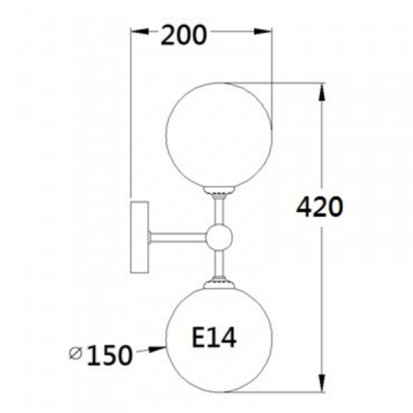 LIGHT PRESTIGE DORADO LP-002/2W BK KINKIET PODWÓJNY CZARNY KLOSZE TRANSPARENTNE DO SALONU POKOJU SYPIALNI