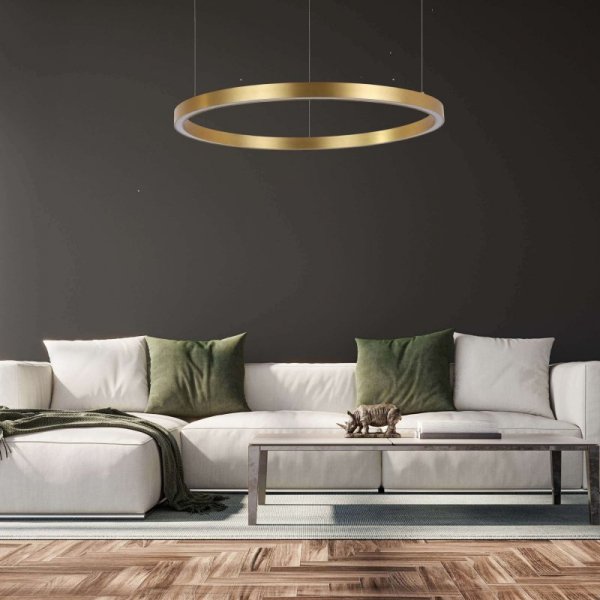 LIGHT PRESTIGE MIDWAY LP-033/1P L GD LAMPA WISZĄCA ZŁOTA BŁYSZCZĄCA RING KOŁO OBRĘCZ DUŻA 80CM