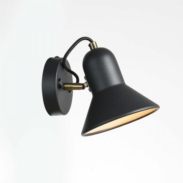 KINKIET CZARNY Z WŁĄCZNIKIEM NOWOCZESNY METALOWY DO SYPIALNI SALONU LIGHT PRESTIGE ASTAMA LP-1122/1W BK