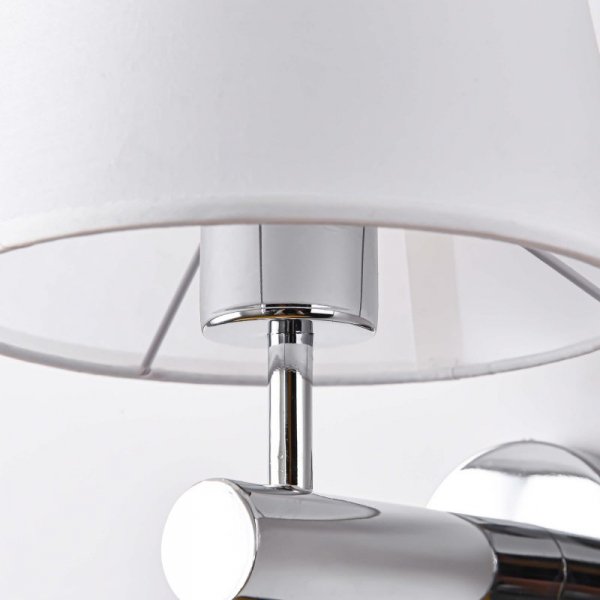 KINKIET KLASYCZNY PROSTY CHROM Z BIAŁYM ABAŻUREM DO SALONU SYPIALNI LIGHT PRESTIGE TIVOLI LP-1133/1W CH