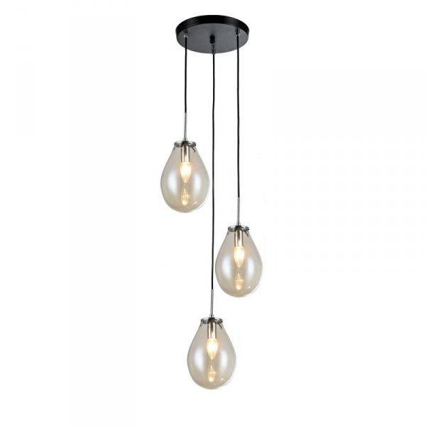 LAMPA WISZĄCA SZKANA NA KOLE NAD STÓŁ TRANSPARENTNA DO KUCHNI JADALNI LIGHT HOME FONDI   LP-1214/3P