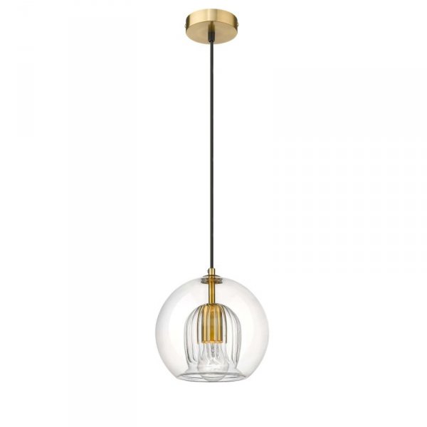 LAMPA WISZĄCA ZŁOTA MATOWA SZKLANA TRANSPARENTNA SZKLANY KLOSZ POJEDYNCZA LIGHT PRESTIGE ARETTE LP-133/1PDO POKOJU SALONU SYPIALNI ŁAZIENKI