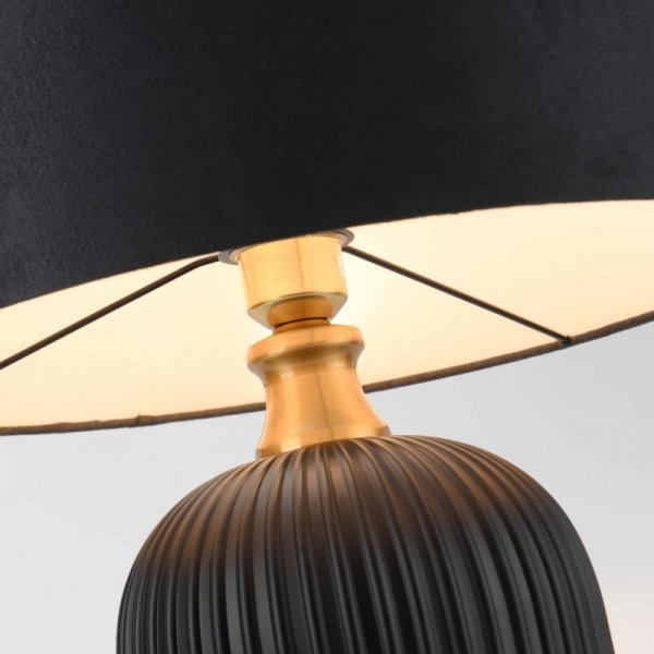 LAMPA STOŁOWA LAMPKA NOCNA SZKLANA CZARNO ZŁOTA GLAMOUR DO SALONU NA KOMODĘ LIGHT PRESTIGE TAMIZA LP-1515/1T big