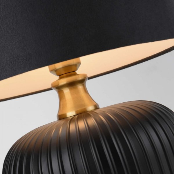 LAMPA STOŁOWA LAMPKA NOCNA SZKLANA CZARNO ZŁOTA GLAMOUR DO SALONU NA KOMODĘ LIGHT PRESTIGE TAMIZA LP-1515/1T small