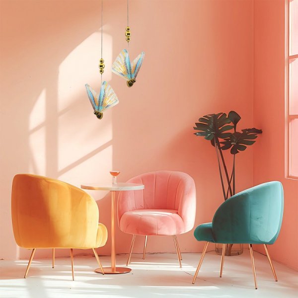 LAMPA WISZĄCA WAŻKA MOTYL ZŁOTA DESINGERSKA  	LP-1715/1P color