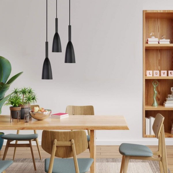 LAMPA WISZĄCA CZARNA NA KOLE POTRÓJNA NAD STÓŁ STOLIK LIGHT PRESTIGE SOLIN  LP-181/3P BK