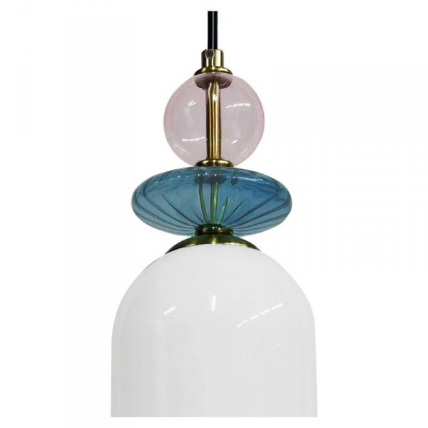 LAMPA WISZĄCA SZKLANA KOLOROWA BIAŁA NAD STÓŁ DO SALONU KUCHNI JADALNI  LIGHT PRESTIGE TROPEA LP-2004/1P M WH