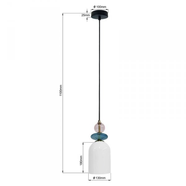 LAMPA WISZĄCA SZKLANA KOLOROWA BIAŁA NAD STÓŁ DO SALONU KUCHNI JADALNI  LIGHT PRESTIGE TROPEA LP-2004/1P M WH