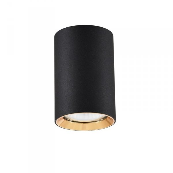 LAMPA NATYNOWA TUBA PLAFON SPOT CZARNO ZŁOTA CZARNA ZE ZŁOTYM RINGIEM LIGHT PRESTIGE MANACOR LP-232/1D - 90 BK/GD
