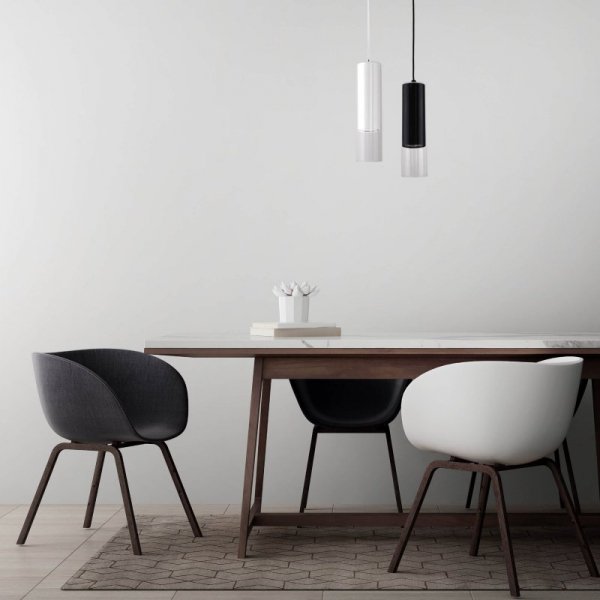 LAMPA WISZĄCA NAD STÓŁ BAR WYSPĘ STOLIK NOCNY BIAŁA SZKLANY KLOSZ TUBA CYLINDRYCZNY LIGHT PRESTIGE MANACOR LP-232/1P WH