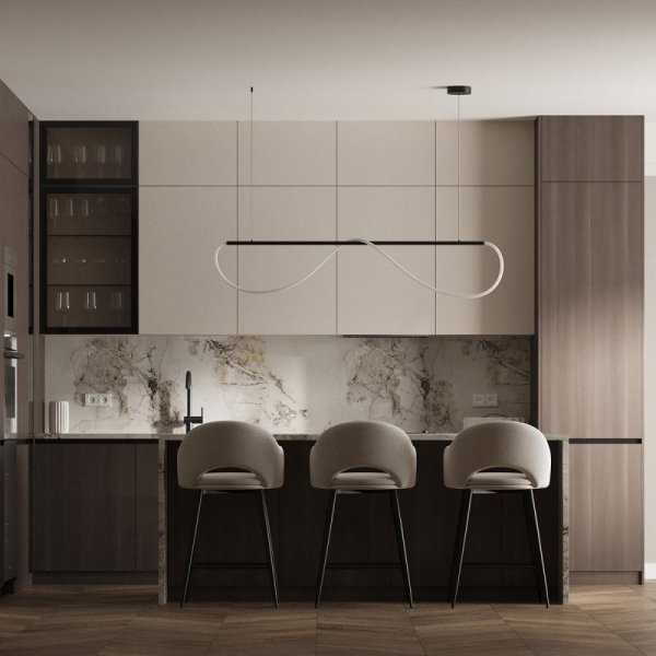 LAMPA WISZĄCA LED NOWOCZESNA WĄŻ LED NAD STÓŁ DO KUCHNI JADALNI SALONU LIGHT PRESTIGE MELECA LP-2345/1P M BK